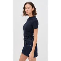 Veronica Beard Women's Damian Short Sleeve Top, Navy