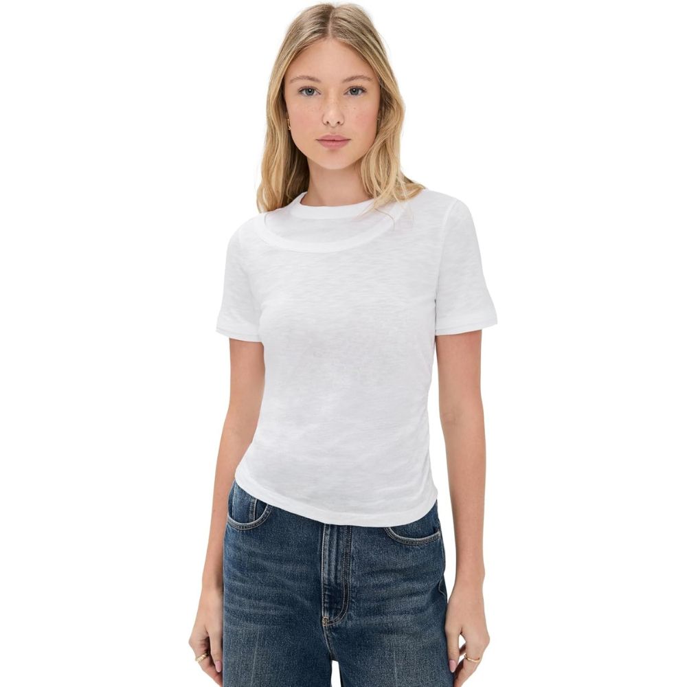 Veronica Beard Women's Damian Short Sleeve Top, White