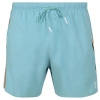 Hugo Boss Men's Iconic Stripe Swim Trunks, Light Blue