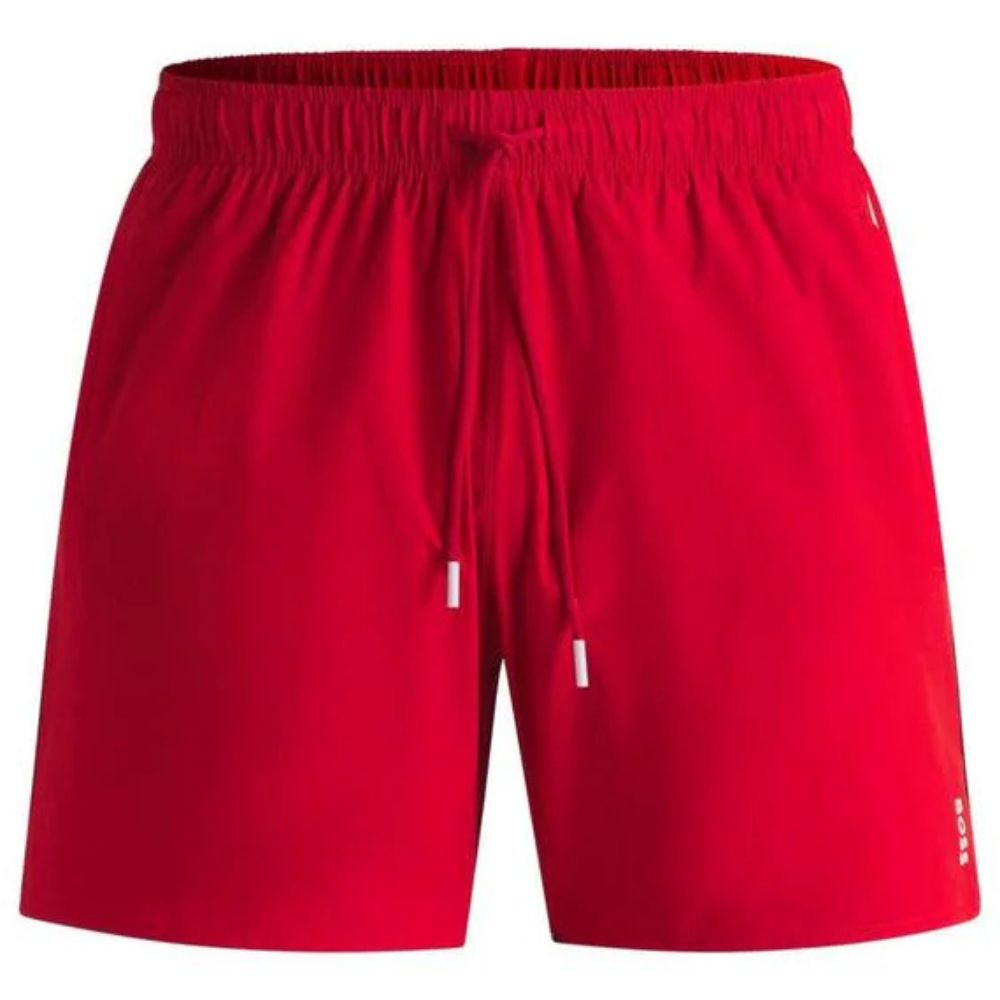 Hugo Boss Men's Iconic Stripe Swim Trunks, Medium Red