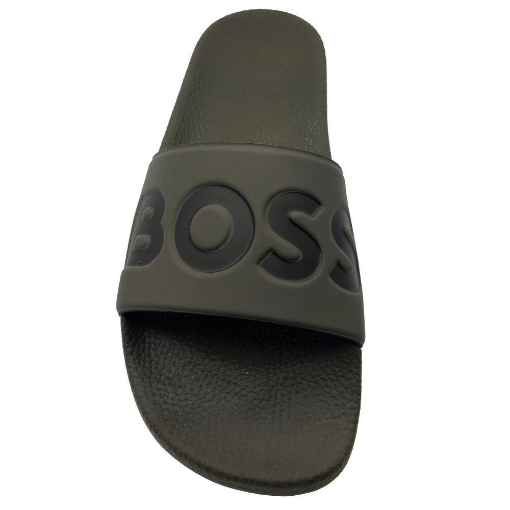BOSS Men’s Aryeh Large Logo Slip-On Slides- Black- Size 9 BOSS Men main image 3