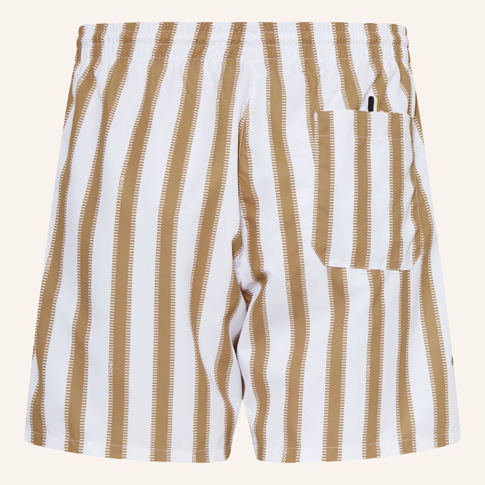 Hugo Boss Men's Pirahna Striped Swim Trunks, Natural