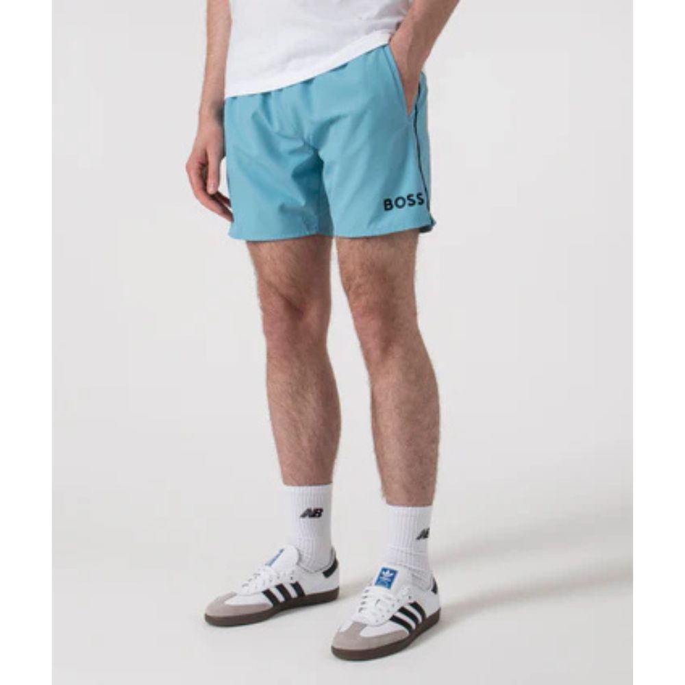 Hugo Boss Men's Starfish Swim Trunks, Light Blue