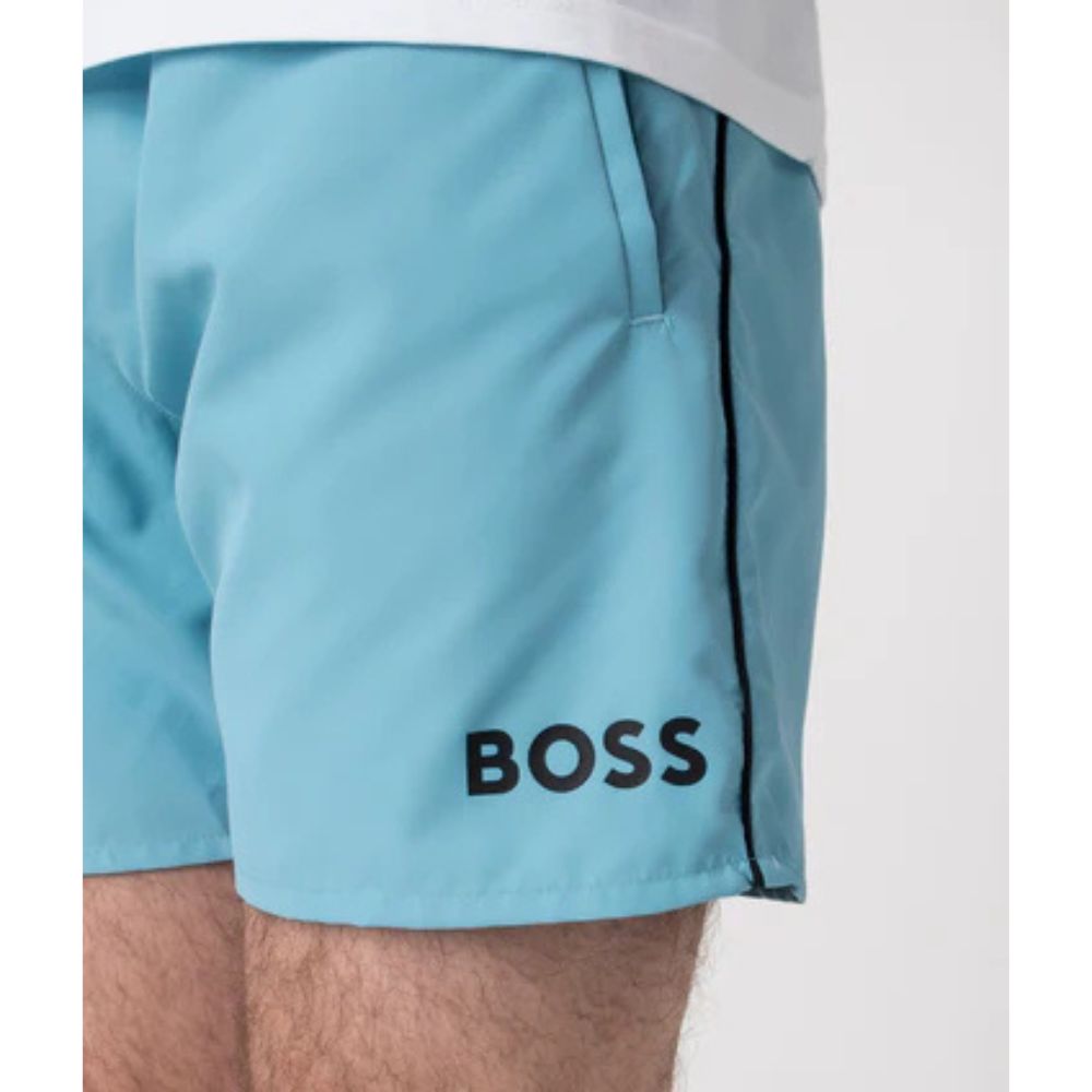 Hugo Boss Men's Starfish Swim Trunks, Light Blue