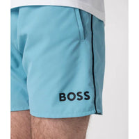 Hugo Boss Men's Starfish Swim Trunks, Light Blue