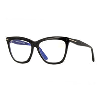 Tom Ford Tom Ford Eyeglasses Cat Eye Full Rim, Dark Havana Frame and Clear/Blue Light Block Lenses Lens FT6064-B052