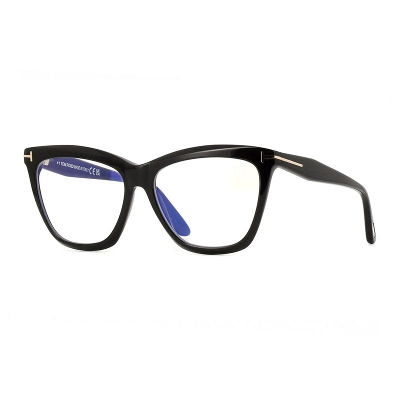Tom Ford Tom Ford Eyeglasses Cat Eye Full Rim, Dark Havana Frame and Clear/Blue Light Block Lenses Lens FT6064-B052