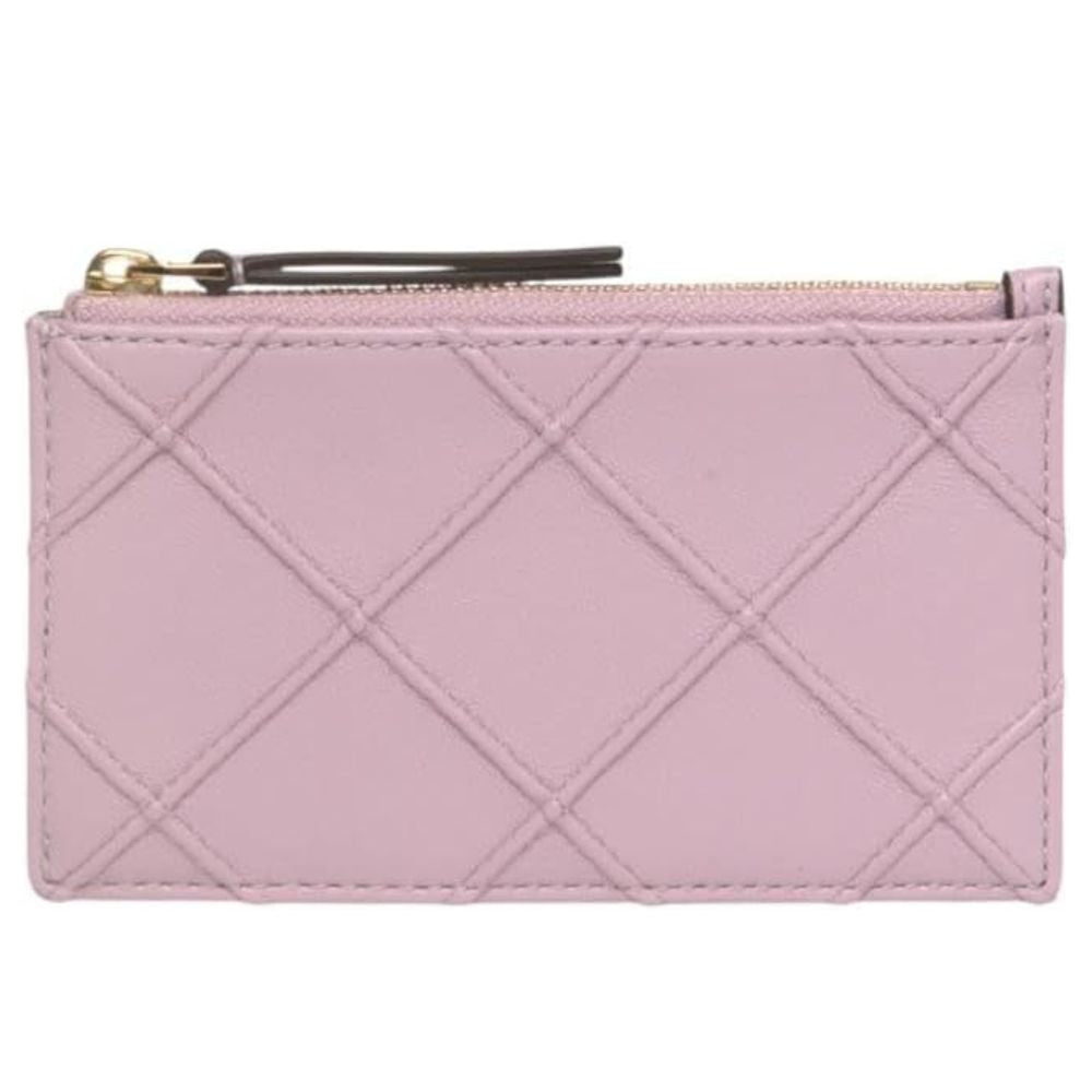 Tory Burch Women's Fleming Soft Zip Card Case, Pale Purple