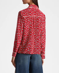 alice + olivia Willa Placket Top w/ Piping Detail, Queening