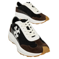 Tory Burch Women's Suede Tory Trainer, Perfect Black/Blanc/Dark Cocoa