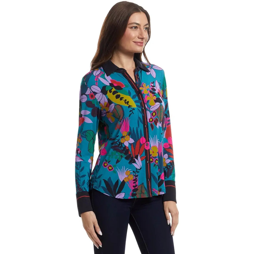Johnny Was Women's Janie Button Front Shirt, House of Flores