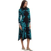 Johnny Was Women's Janie Hankerchief Hem Mock Neck Dress, Delphini