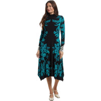 Johnny Was Women's Janie Hankerchief Hem Mock Neck Dress, Delphini