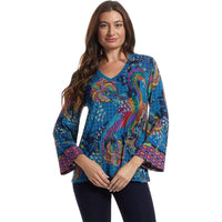 Johnny Was Women's Janie V-Neck Kimono Sleeve Tee, Thalassa