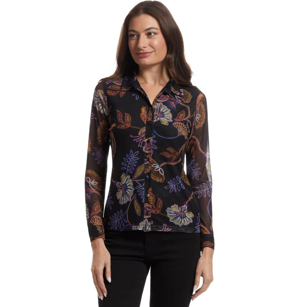Johnny Was Women's Janie Smocked Sleeve Tee, Delphini