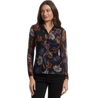 Johnny Was Women's Janie Smocked Sleeve Tee, Delphini