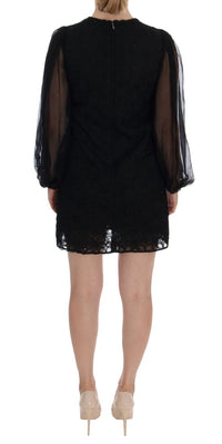 Dolce & Gabbana Black Lace Red Heart Shift Women's Dress