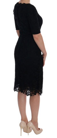 Dolce & Gabbana Black Floral Ricamo Sheath Women's Dress