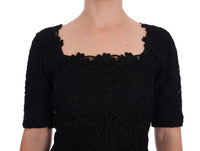 Dolce & Gabbana Black Floral Ricamo Sheath Women's Dress