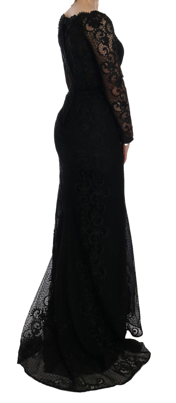 Dolce & Gabbana Black Floral Sheath Women's Dress