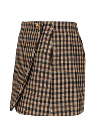Ganni Women Checked Wool Mini Skirt