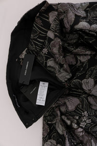 Dolce & Gabbana Black Silver Brocade Floral Women's Skirt