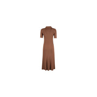Yes Zee Elegant Rib Knit Long Dress with Classic Women's Collar