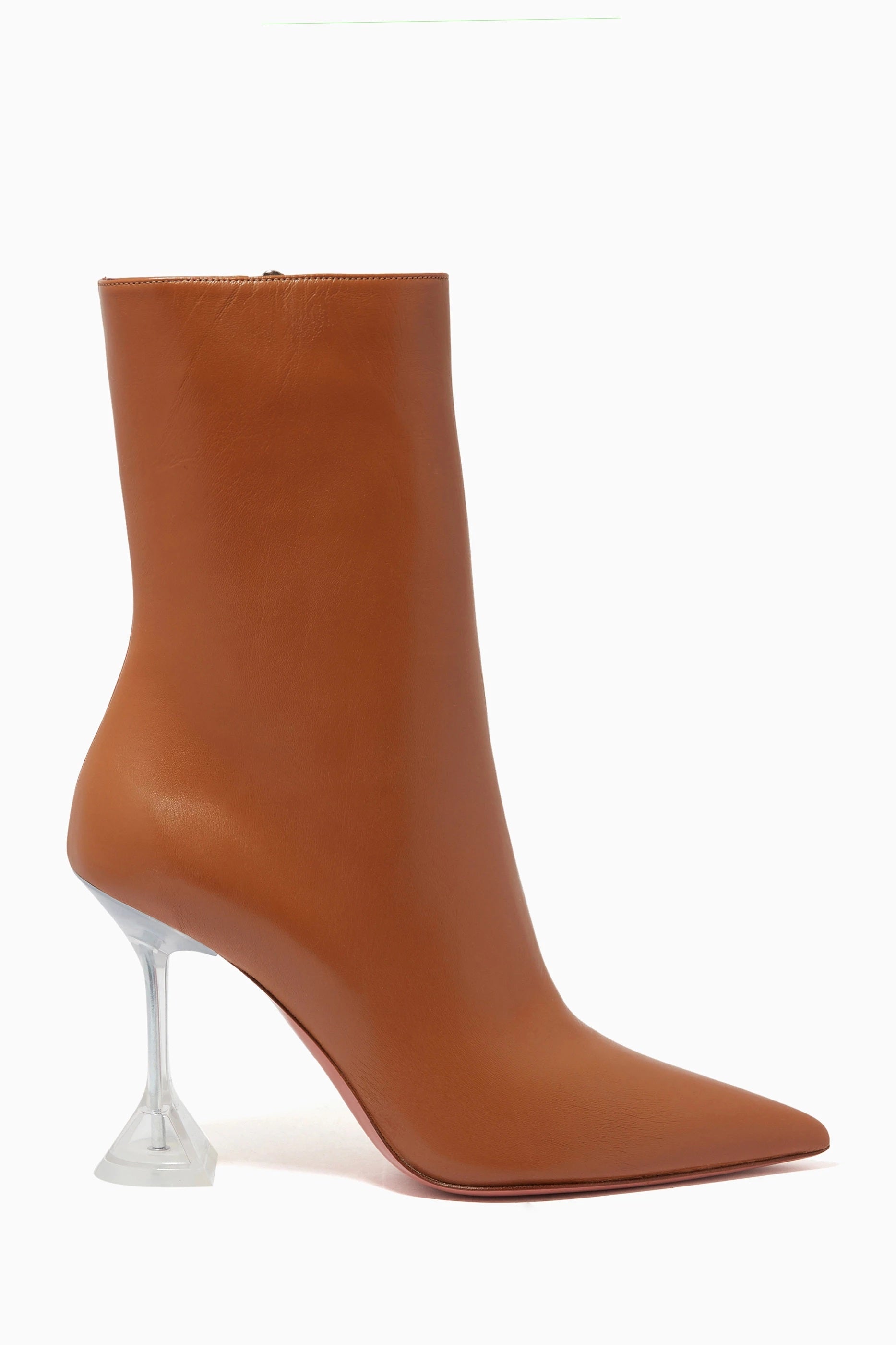 Amina Muaddi Women's Giorgia Leather 95mm Zipper Ankle Boots, Brown