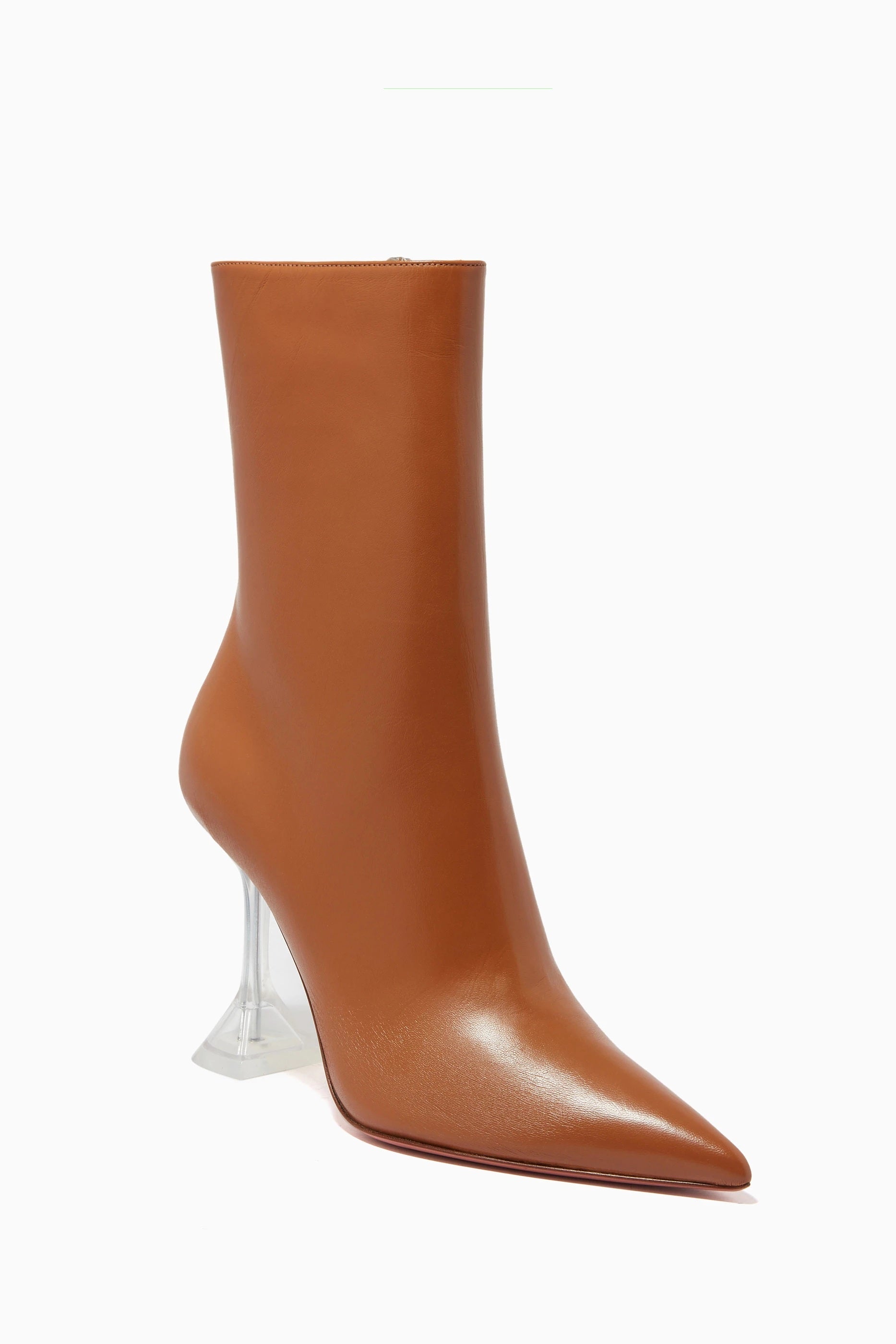 Amina Muaddi Women's Giorgia Leather 95mm Zipper Ankle Boots, Brown