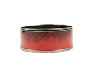 Bottega Veneta Women's Red / Black Enamel Metal Woven Print Small Bracelet 452832 6423