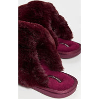 Free People Women's Snowball Slippers, Cabernet Faux Fur