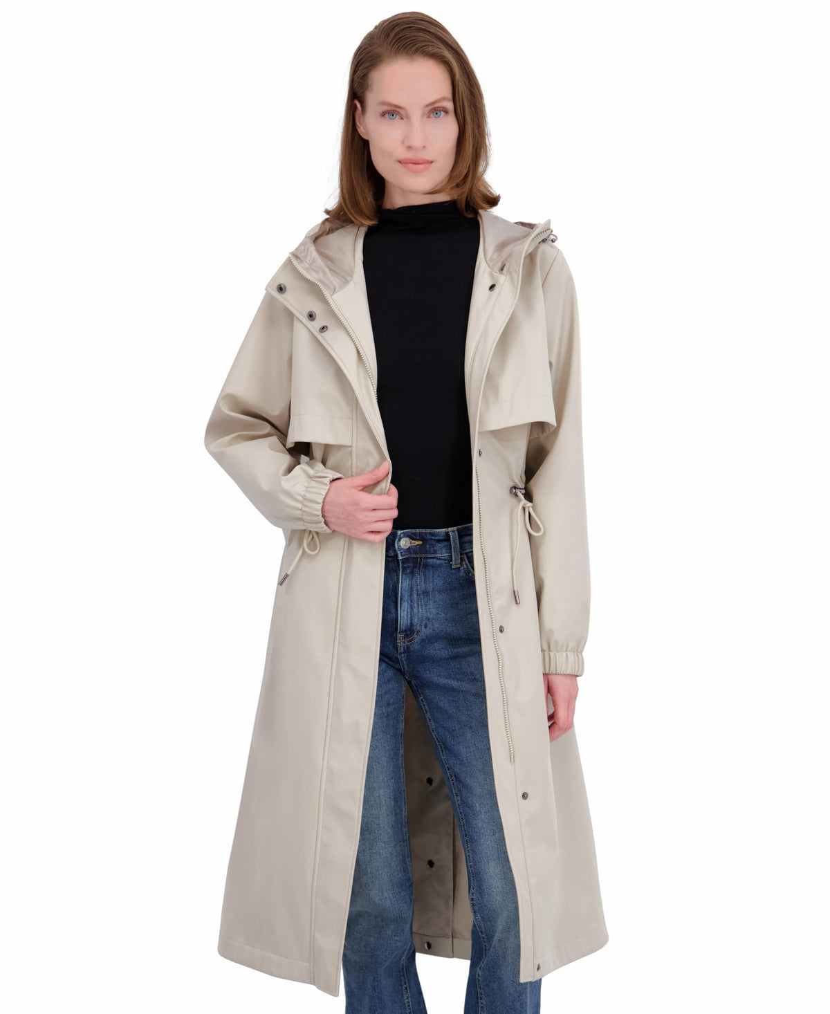 TAHARI Women's Softshell Trench Coat Lightweight Windproof Rain Jacket