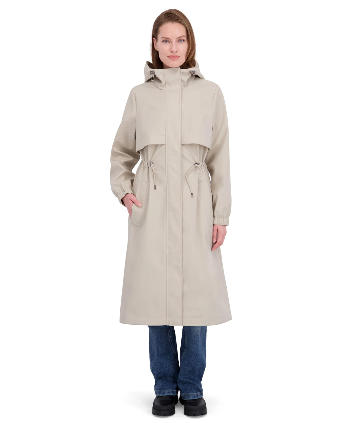 TAHARI Women's Softshell Trench Coat Lightweight Windproof Rain Jacket