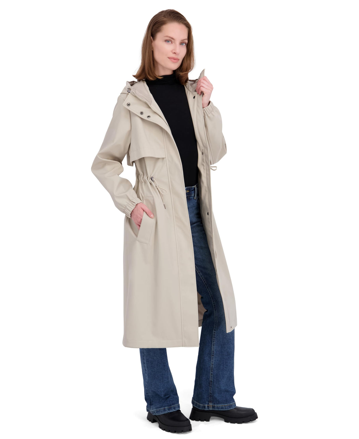 TAHARI Women's Softshell Trench Coat Lightweight Windproof Rain Jacket