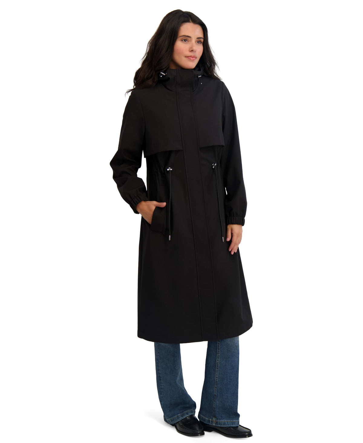 TAHARI Women's Softshell Trench Coat Lightweight Windproof Rain Jacket