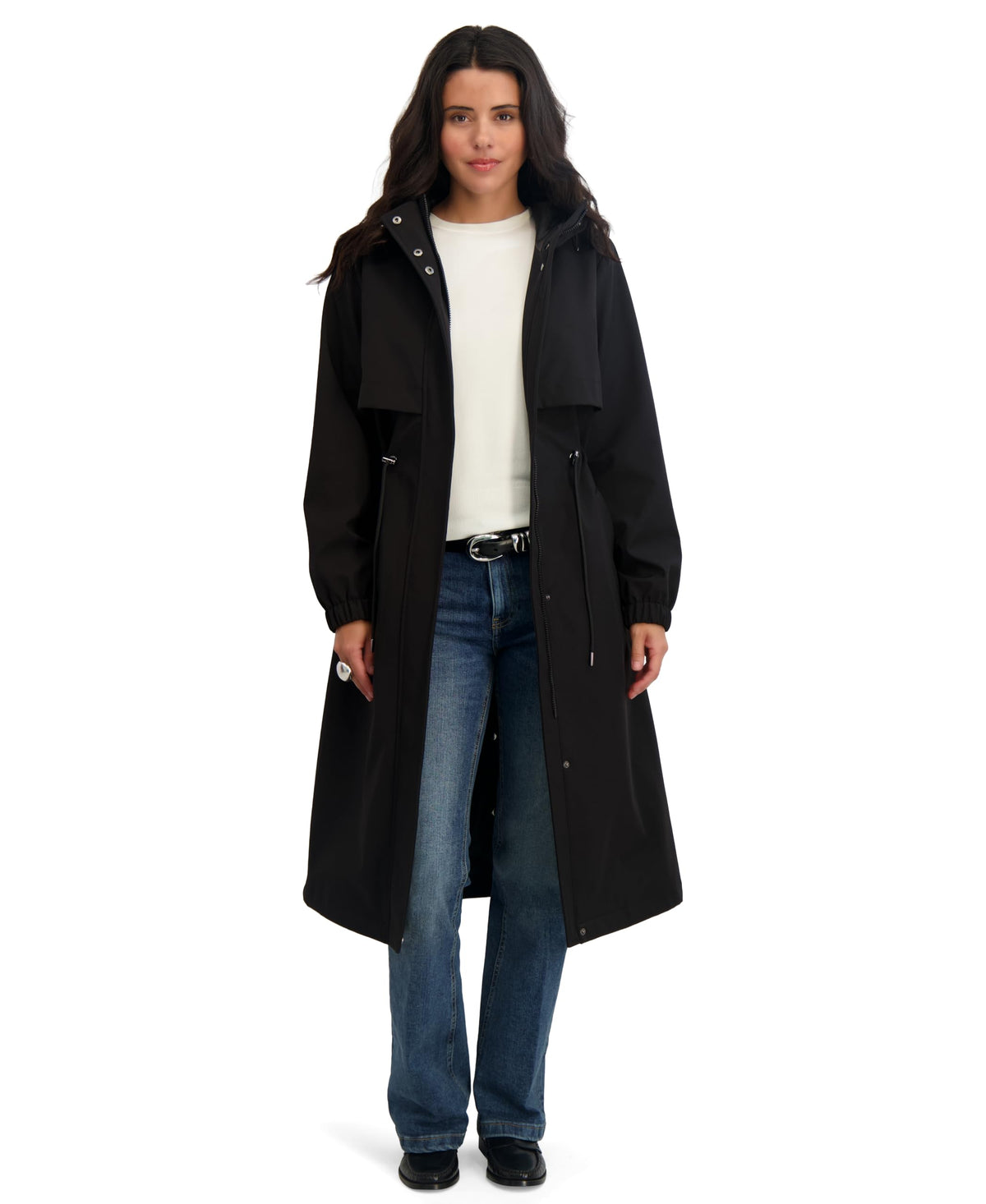 TAHARI Women's Softshell Trench Coat Lightweight Windproof Rain Jacket