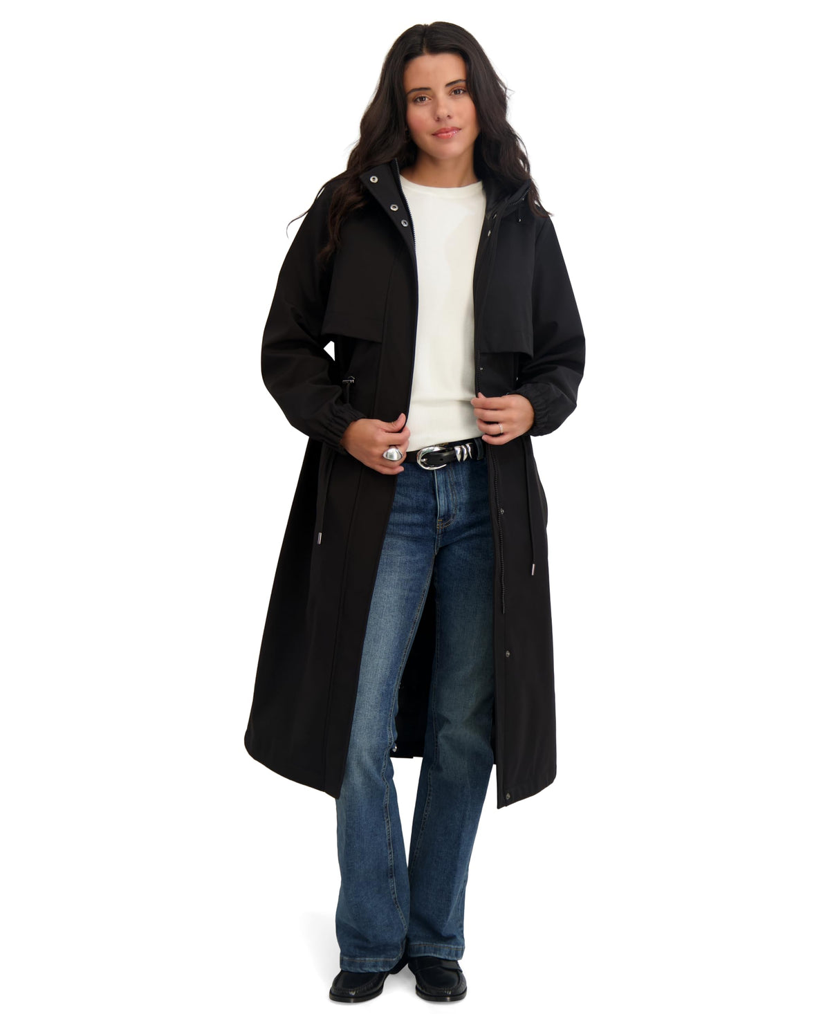 TAHARI Women's Softshell Trench Coat Lightweight Windproof Rain Jacket