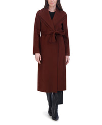 TAHARI Women's Slim Fit Double-Faced Wool Blend Belted Wrap Coat