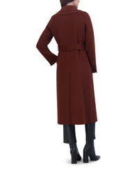 TAHARI Women's Slim Fit Double-Faced Wool Blend Belted Wrap Coat