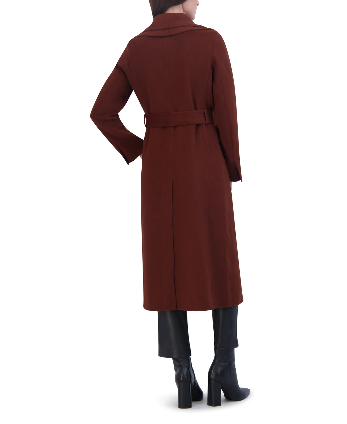 TAHARI Women's Slim Fit Double-Faced Wool Blend Belted Wrap Coat