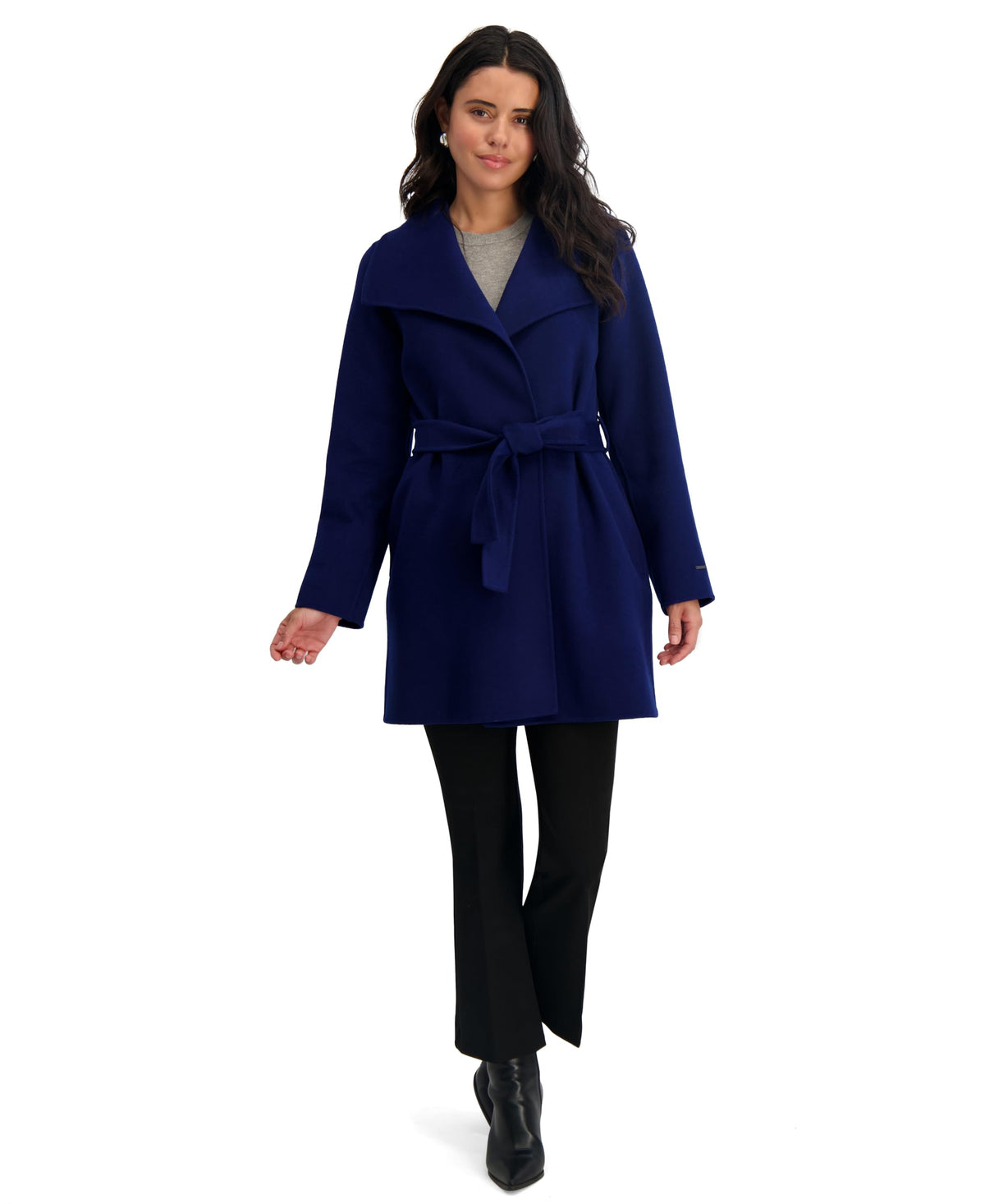 TAHARI Women's Double Face Wool-Blend Belted Coat