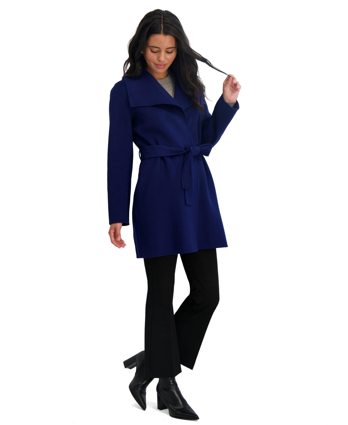 TAHARI Women's Double Face Wool-Blend Belted Coat