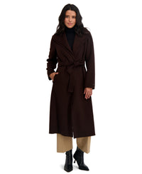 TAHARI Women's Slim Fit Double-Faced Wool Blend Belted Wrap Coat