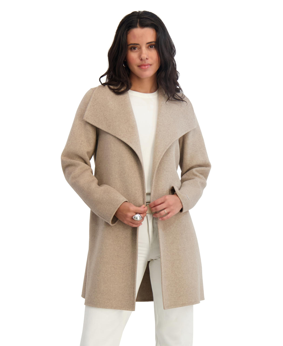 TAHARI Women's Double Face Wool-Blend Belted Coat