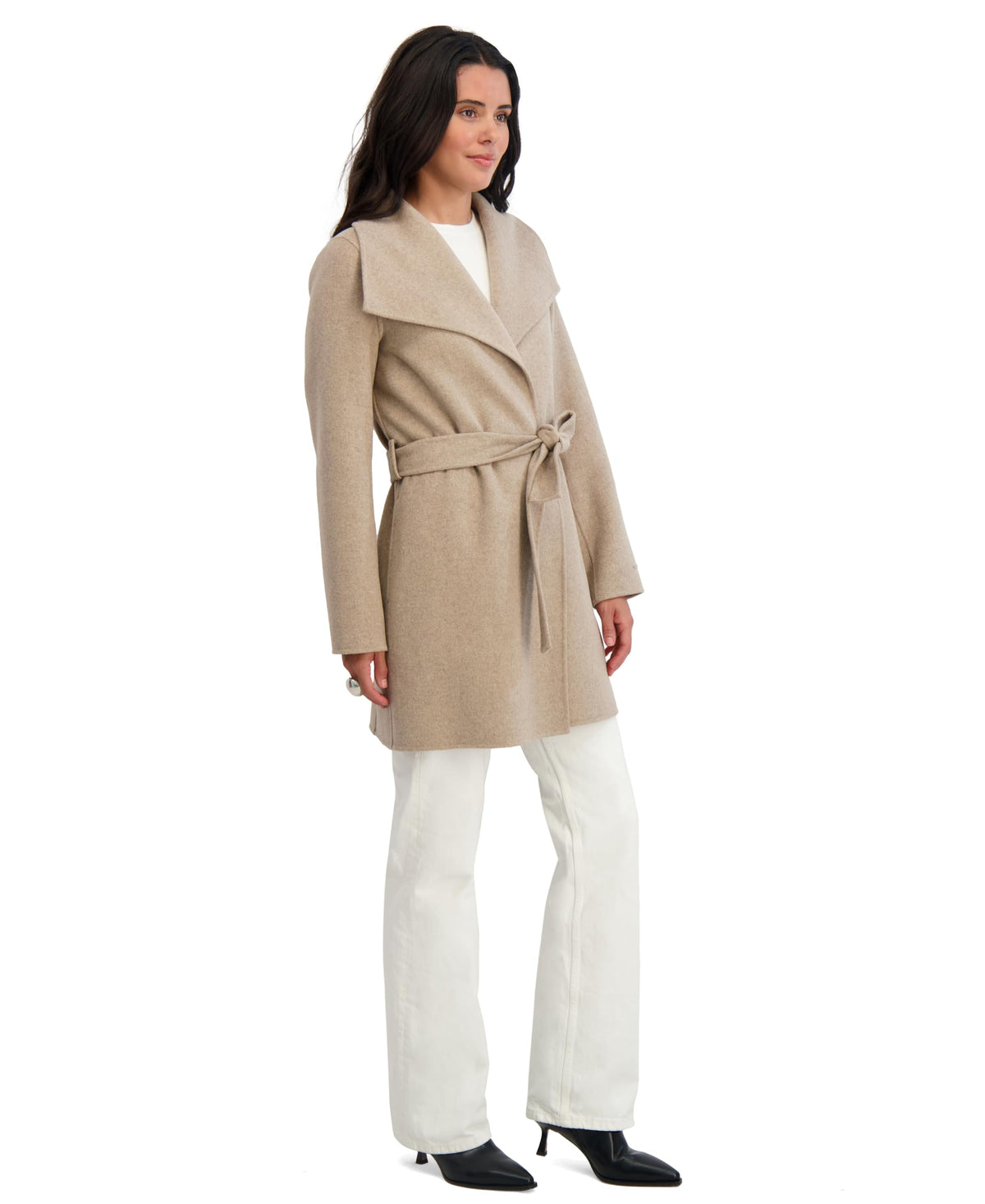 TAHARI Women's Double Face Wool-Blend Belted Coat