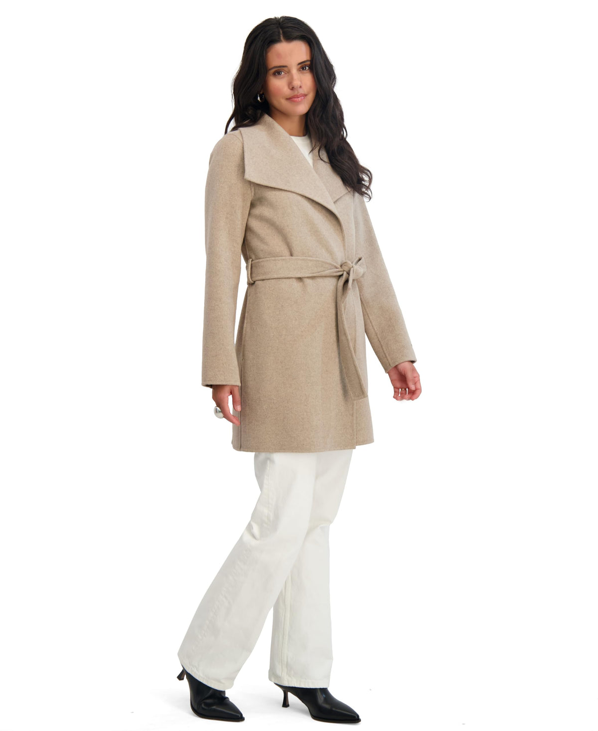 TAHARI Women's Double Face Wool-Blend Belted Coat