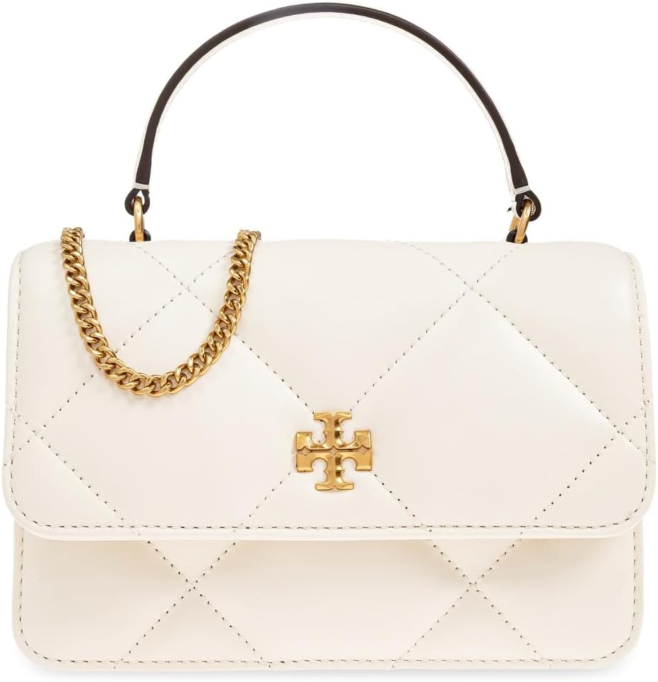 Tory Burch Women's Kira Diamond Quilt Mini Top Hande Chain Wallet, Warm White