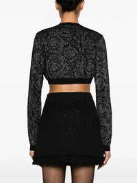 Versace Women `Barocco Texture` Knit Cropped Cardigan