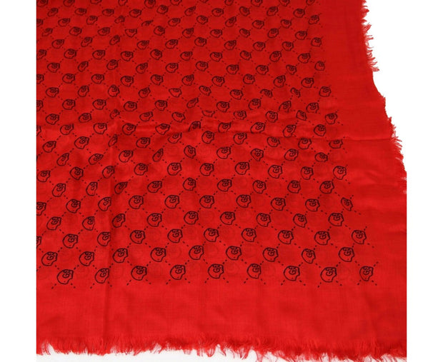 Gucci Women's Ghost Red Modal / Silk GG Skull Print Large Square Scarf 453225 6568