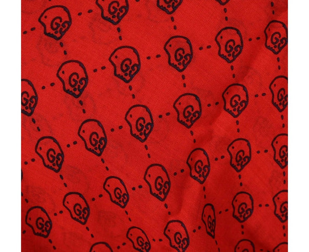 Gucci Women's Ghost Red Modal / Silk GG Skull Print Large Square Scarf 453225 6568